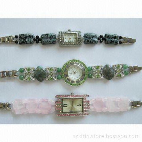 Watches with Stainless Steel Case, Dial, Inlay Fine Rhinestone, Different Colors are Available